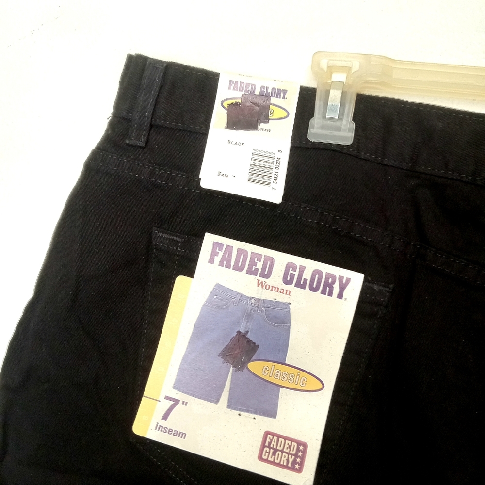 NEW Faded Glory black denim Shorts 24W